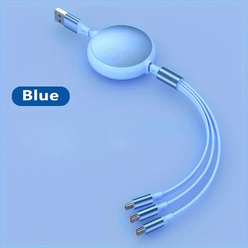 Retractable 3-in-1 Fast Charging Cable | iPhone, USB-C & Micro USB