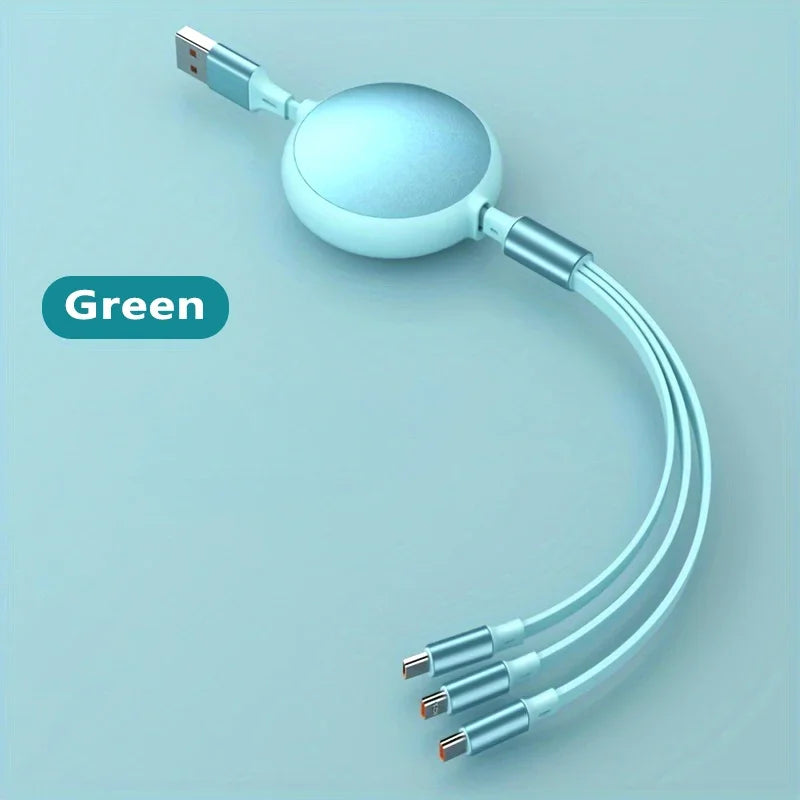 Retractable 3-in-1 Fast Charging Cable | iPhone, USB-C & Micro USB