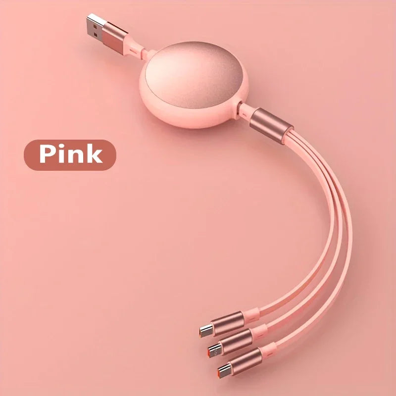 Retractable 3-in-1 Fast Charging Cable | iPhone, USB-C & Micro USB